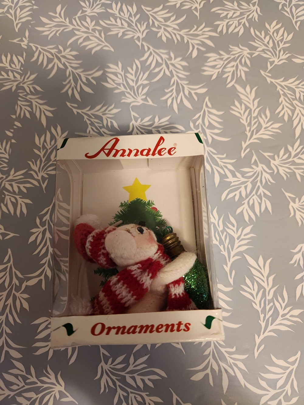 Annalee Mouse With Green Bulb Holiday Ornament